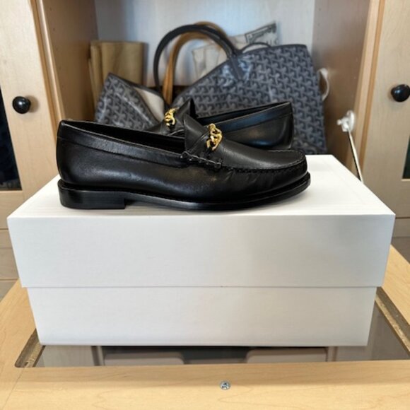 Celine Black Leather Loafers Women's Size 37 - Picture 4 of 7
